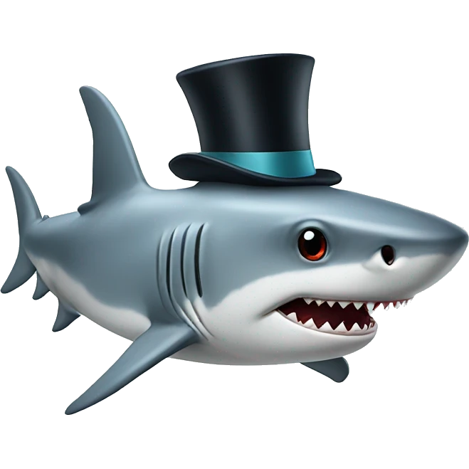 Shark with a top hat emoji