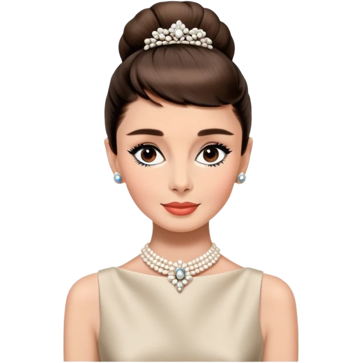 Audrey Hepburn portrait with classic updo hairstyle and elegant look emoji
