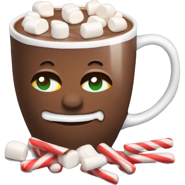 Christmas Mug of hot chocolate with mini marshmallows emoji