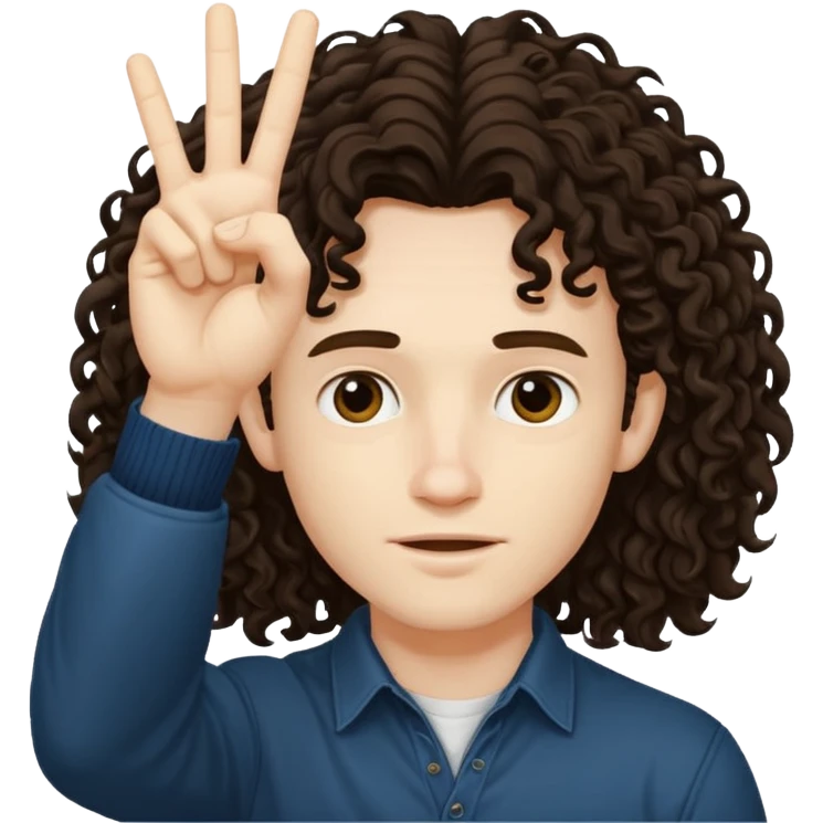 Eddie the freak from stranger things with his iconic hand sign like this "🤟" over his head emoji