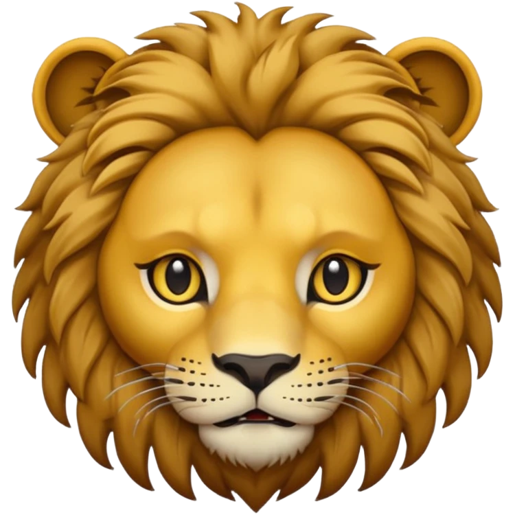 simple lion face emoji DOT eyes, only pupils,  solid black , no iris, no Sclera emoji