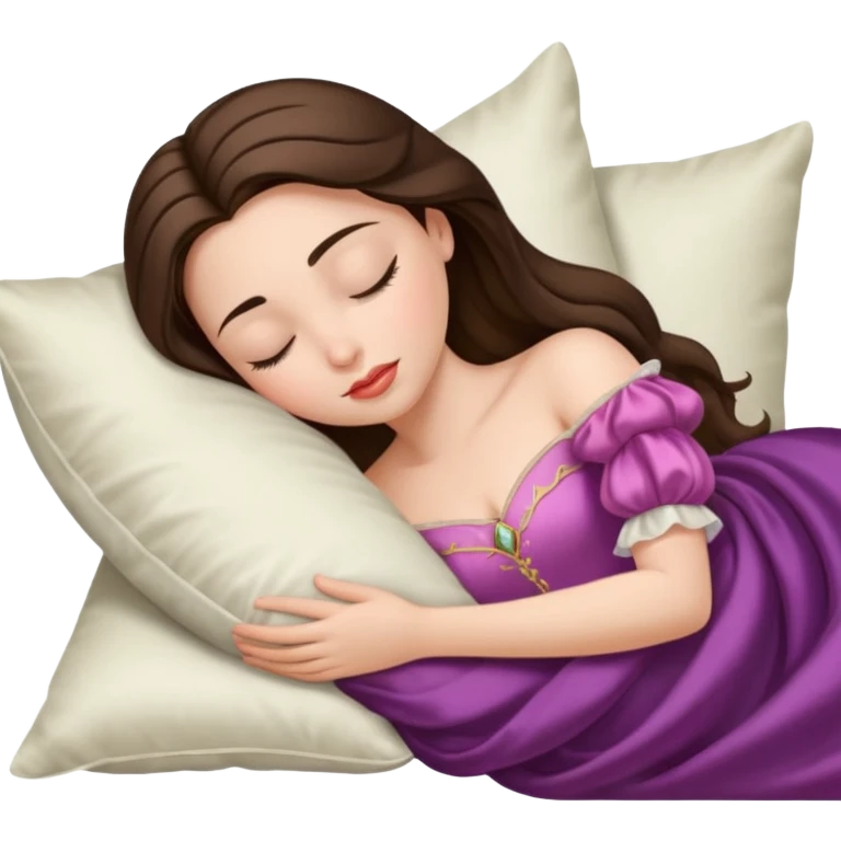 sleeping beauty brunette white girl with a silk pillow emoji