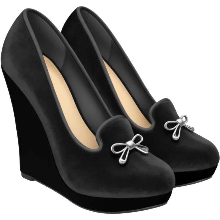 Black slippers with 3 inch wedge heels emoji