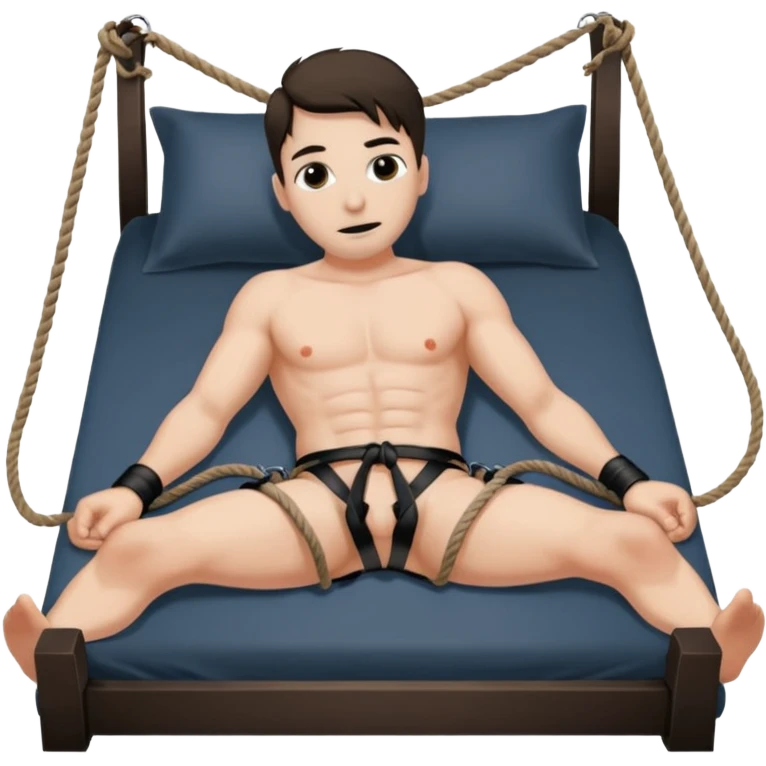 Male tied to bed on his back bdsm bondage emoji