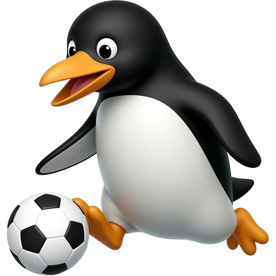 Un pingouin qui joue au foot ball emoji