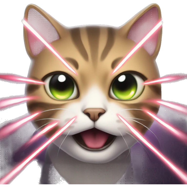 furious cat shooting deadly laser beams out of her face emoji
