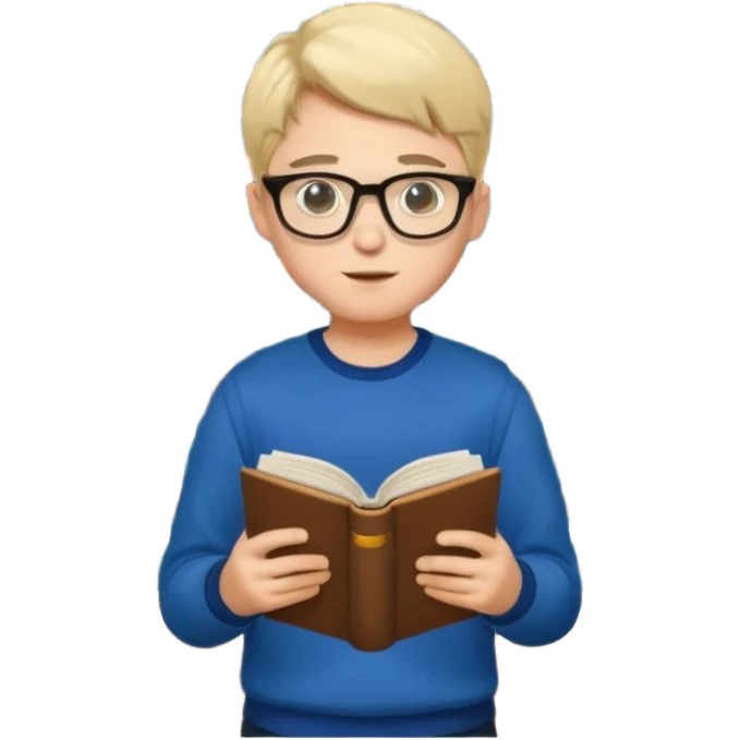 boy reading in the library full body emoji