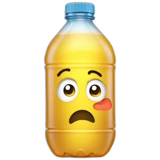 A thinking trashed plastic bottle emoji