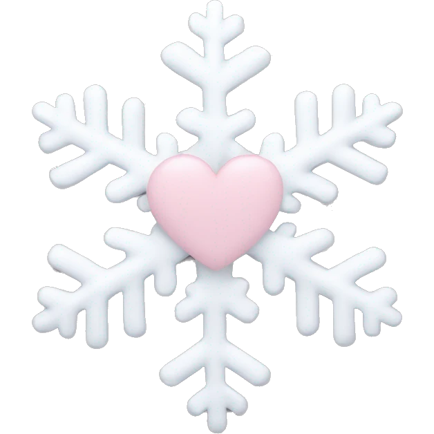 snowflake with pale pink heart in middle emoji