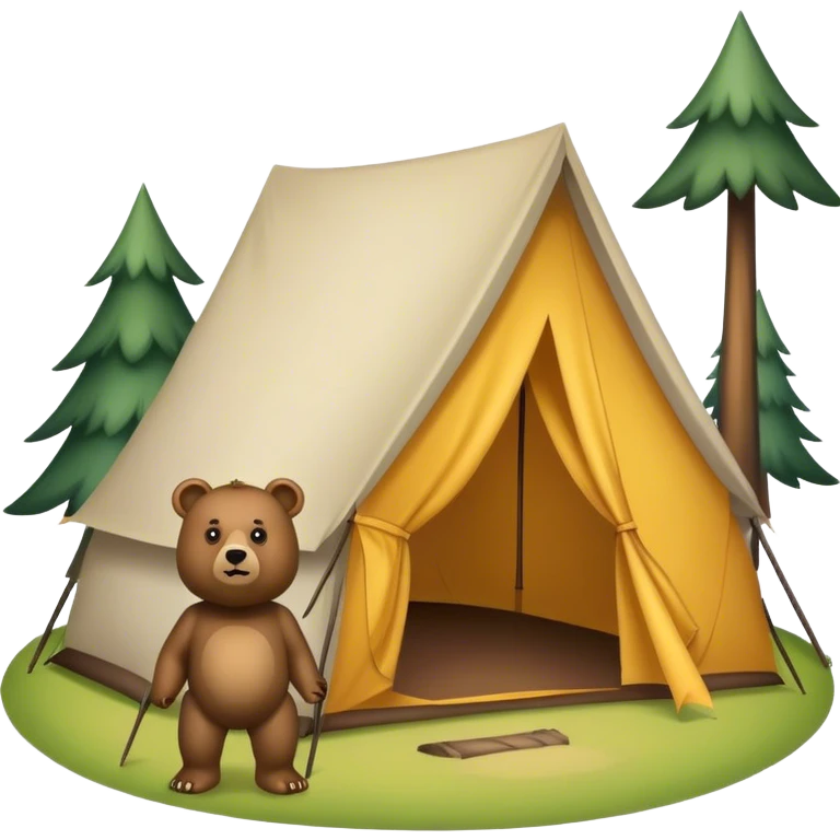 a bear approaching a tent emoji