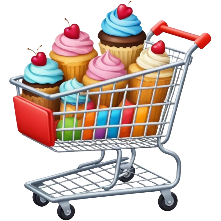 shopping cart with desserts emoji
