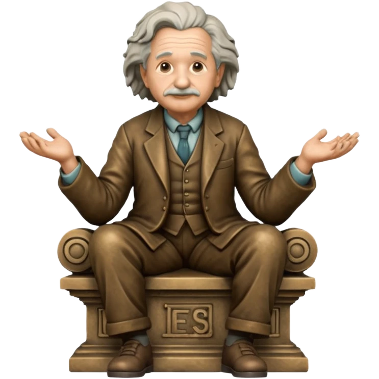 sitting philosopher-statue as albert einstein and blessing emoji