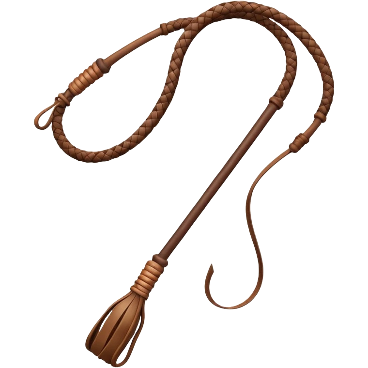 cowboy whip object icon, coiled leather whip, wooden handle, western style, 3D cartoon, mobile game icon style, centered, clean background, soft shadow, no text, no watermark
 emoji