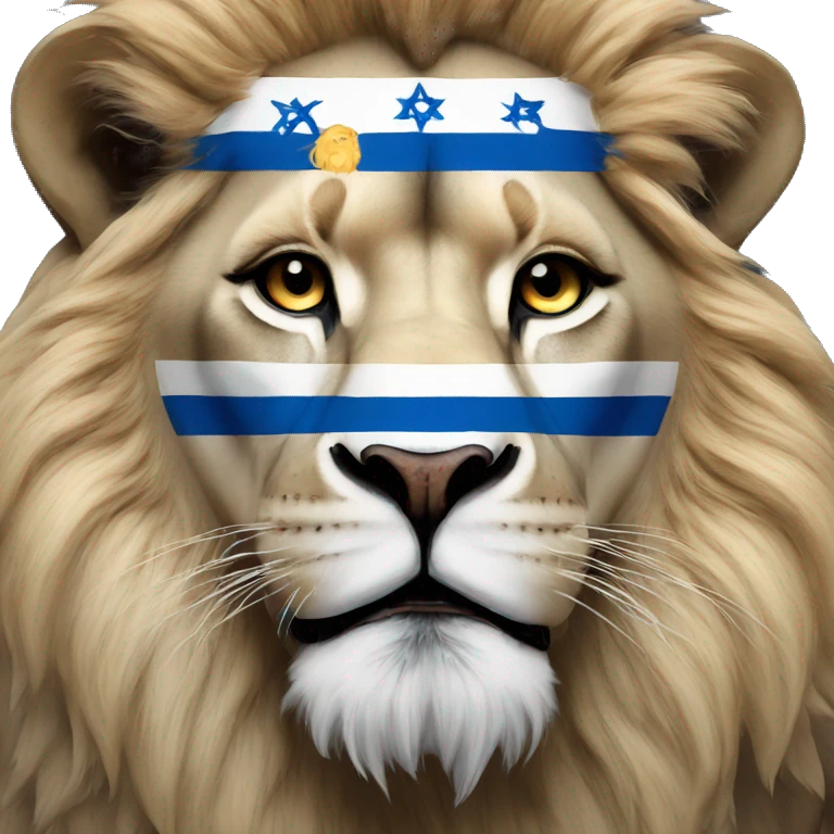 A lion face in the color of the Israeli flag emoji