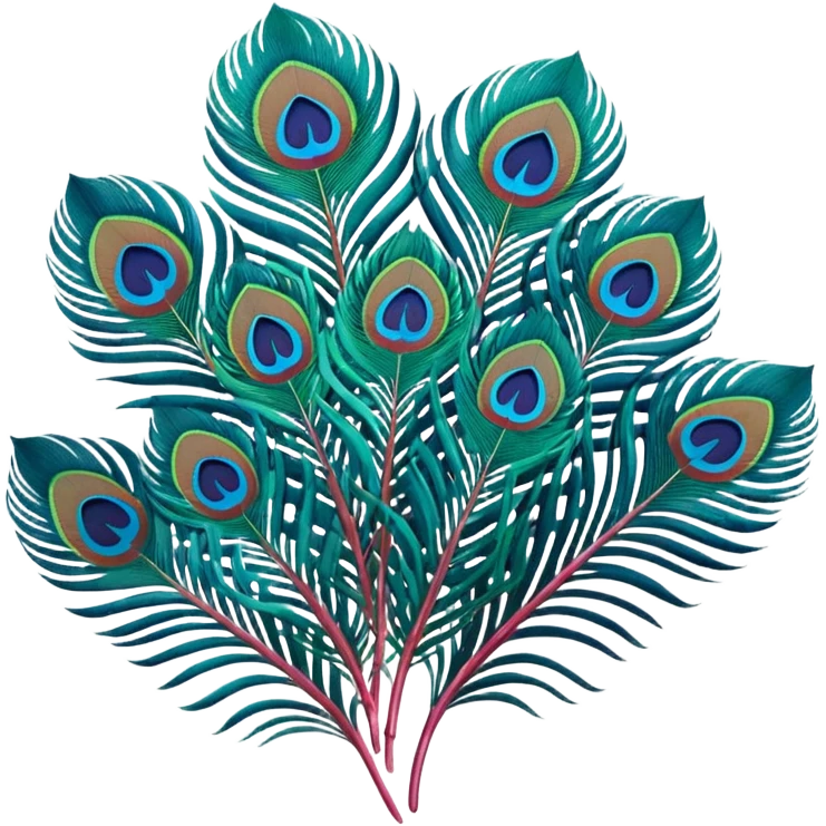 Futuristic, bold, colorful, highly detailed, isolated 3D render, handful of incredibly stunning, Peacock Begonia feathers, flat layout emoji