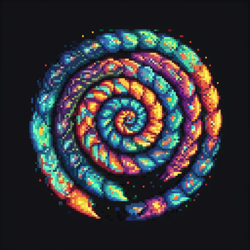 pixel art galaxy, spiral arms, vibrant colors emoji