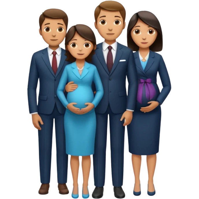 Ok keep this just change it a bit. Make them separate from each other so you know who who’s on the side and who’s on the dad side dad‘s family is standing next to him, wife family standing next to her. And T he wife is pregnant. emoji