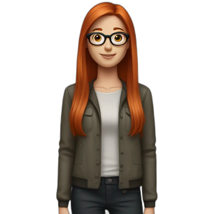 Redhead with freckles and straight hair and black glasses  emoji