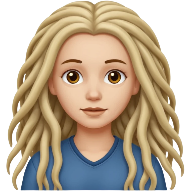 white girl, long wavy hair with just some dreadlocks  emoji