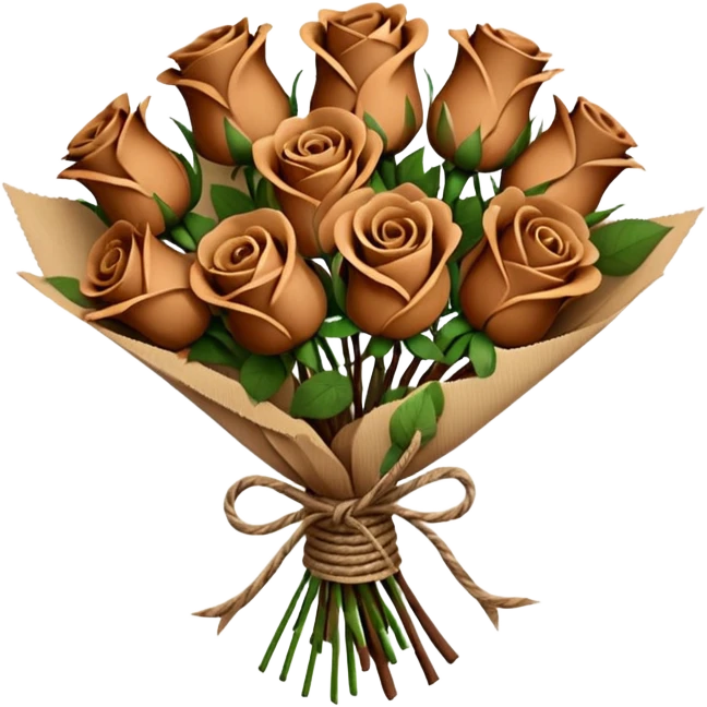 Bouquet of brown roses in a paper package emoji