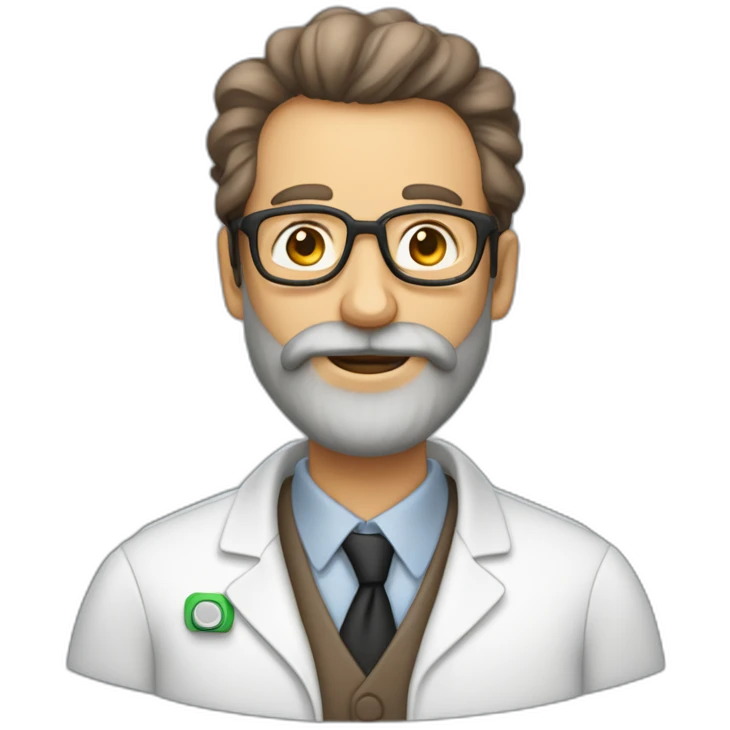 Professeur de science avec une grosse barbe marrons sans lunettes emoji