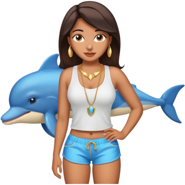a big chested, big butt latina in a tank top and dolphin shorts emoji