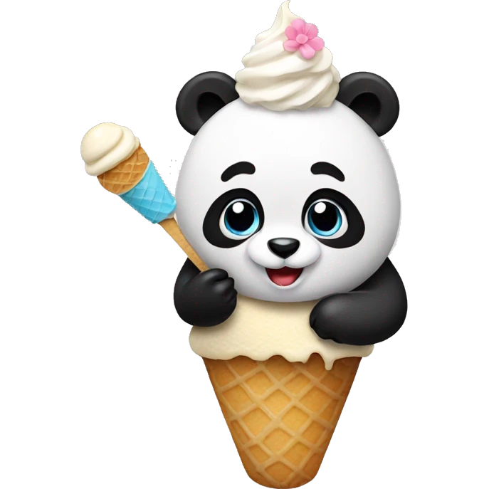 Panda eating ice cream emoji