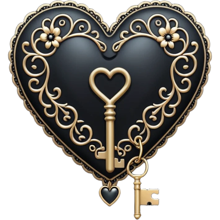 goth heart with a black lace heart key emoji