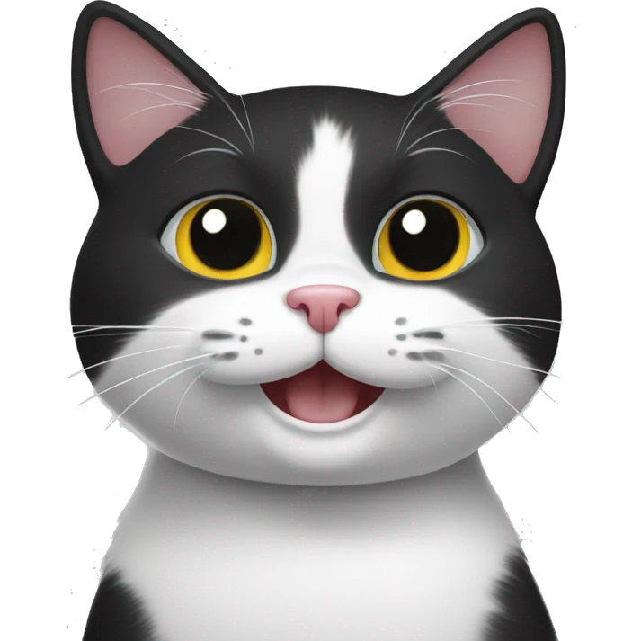 Happy cat black and white color cat emoji