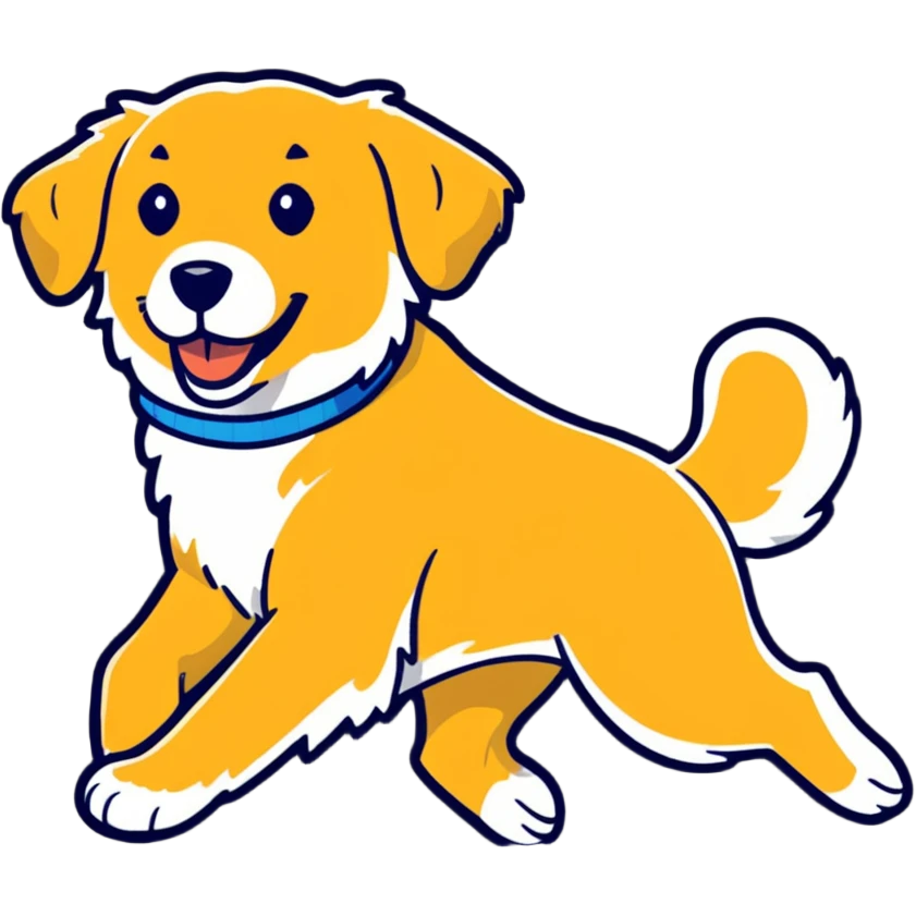Golden retriever dog running at full speed emoji