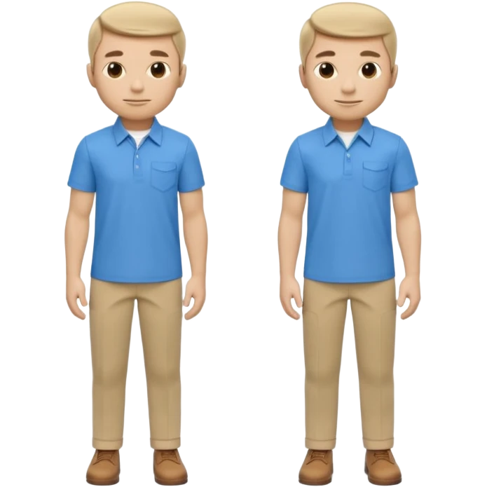 A 3D cartoon shirt and pants arranged side by side, semi-formal style, soft light, realistic Memoji-style. emoji