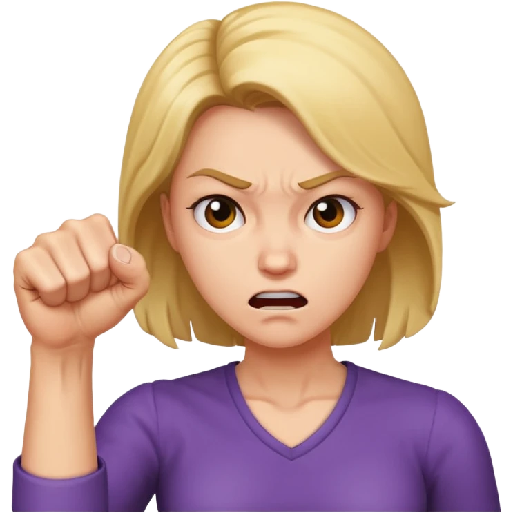 Mad woman showing her fist towards me  emoji