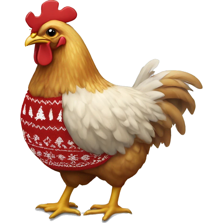 A chicken with a Christmas sweater on emoji