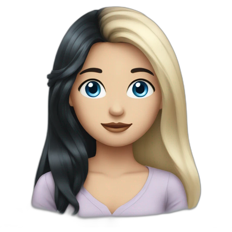 A girl with blue eyes and long black hair emoji