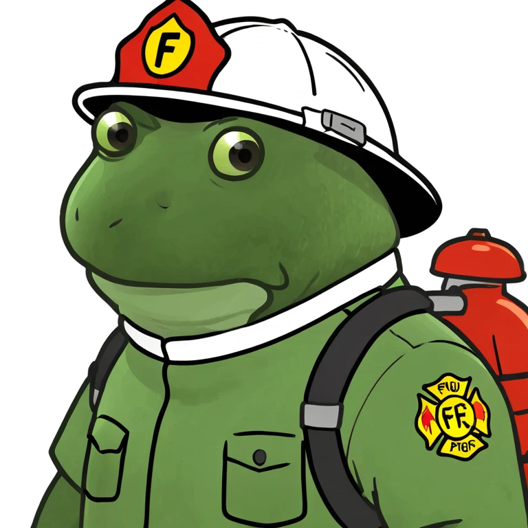 bufo in a fire fighter suit emoji