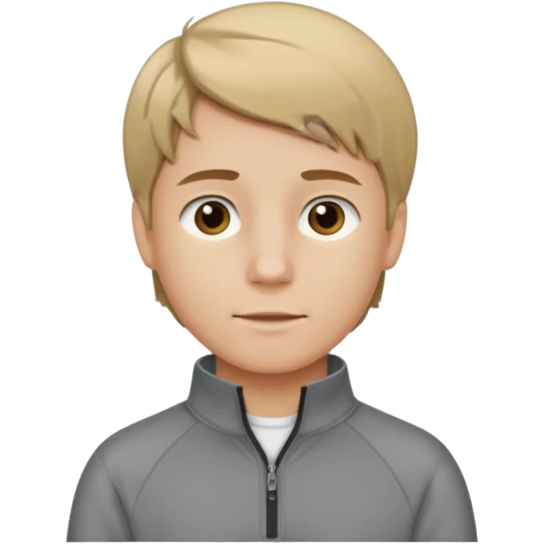 boy with dark blonde hair middle part with a quarter zip and a ' overhemd' underneath emoji