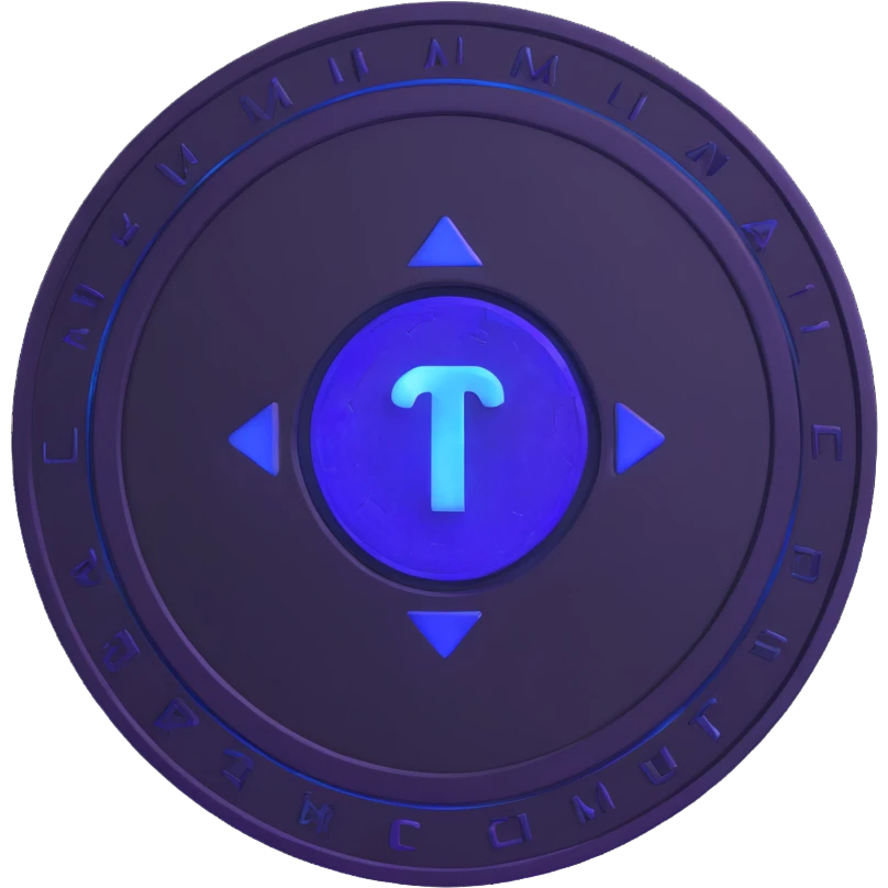 $PORTAL coin with embossed logo, blue and purple glowing accents emoji