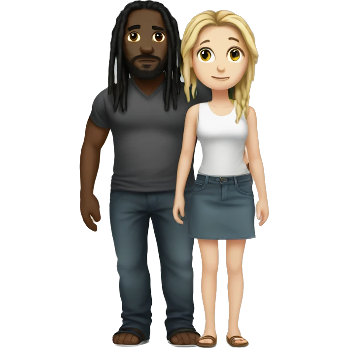 Short white girl standing with tall black dude with dreads emoji