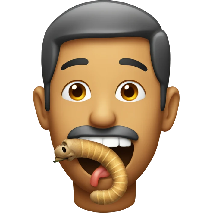 Man kissing a worm emoji