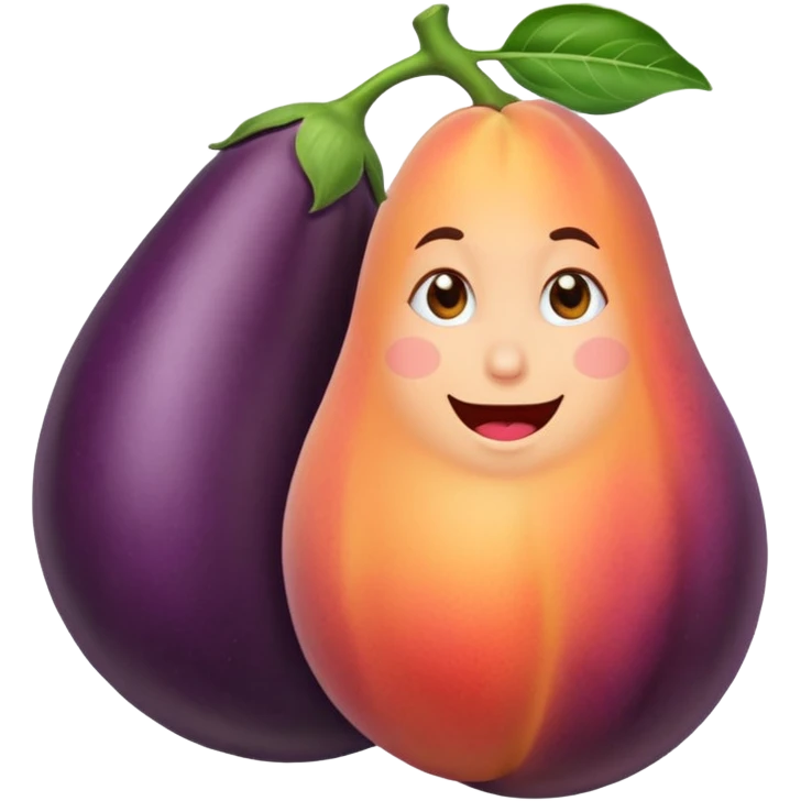 Peach sit on eggplant emoji