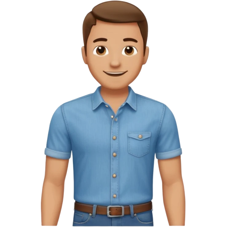 man in shirt with a light blue shirt and blue jeans standing emoji