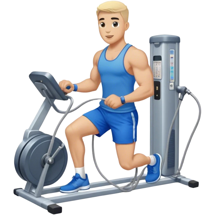 fit man with blue shorts using cable-machine emoji