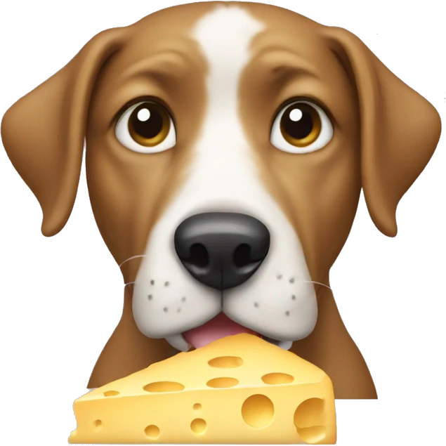 A dog eating cheese emoji