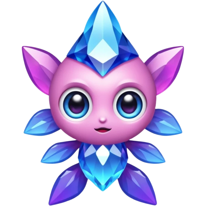 kawaii chibi style crystal sprite creature that is purple, blue, and pink  emoji