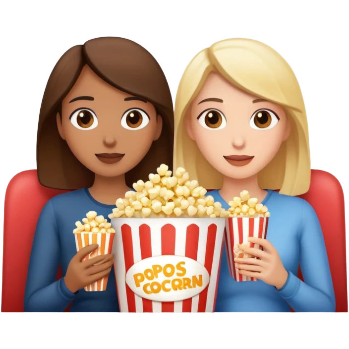 Two women watching movie with popcorn  emoji