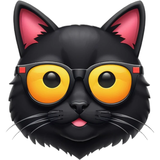 Black cat with pixel shades emoji