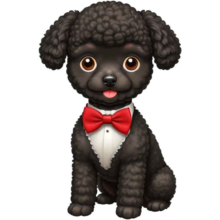 Black toy poodle with red bow tie emoji