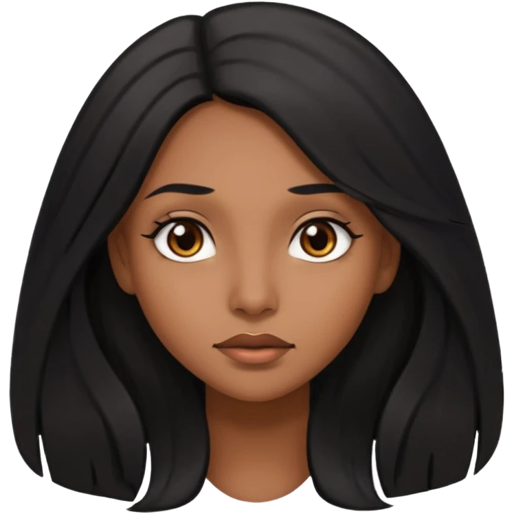 pretty brown skin woman with long black hair and brown eyes with the side eye expression  emoji