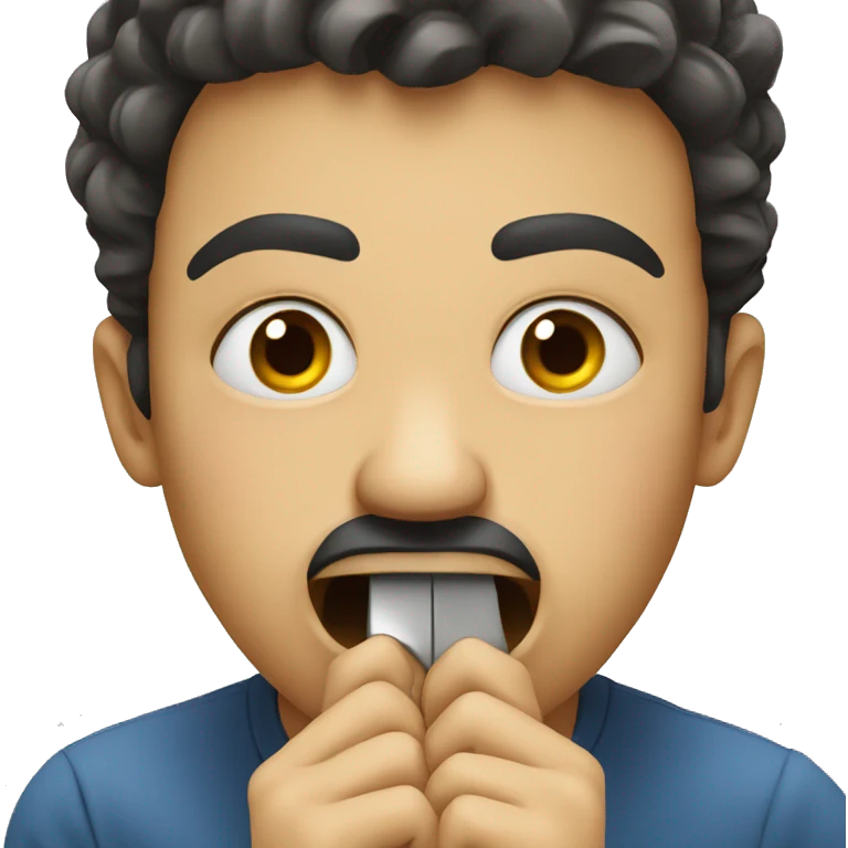 person biting nails in fear emoji
