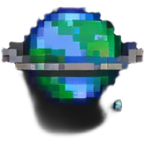 A retro-style representation of space with stars and planets emoji